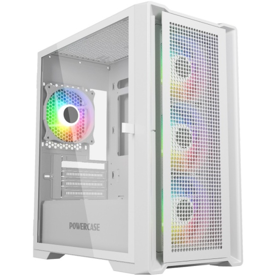 Корпус PowerCase Alisio Micro X4W V2, mATX, Mini-Tower, USB 3.0, RGB подсветка, белый, без БП (CAMCXW-A4)