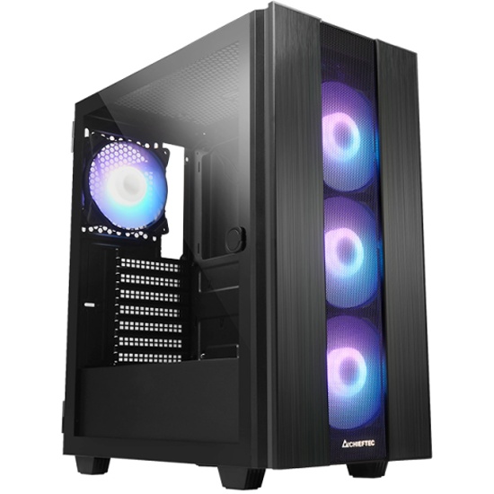 Корпус Chieftec HUNTER 2, ATX, Midi-Tower, USB 3.0, USB Type-C, RGB подсветка, черный, без БП (GS-02B-OP)