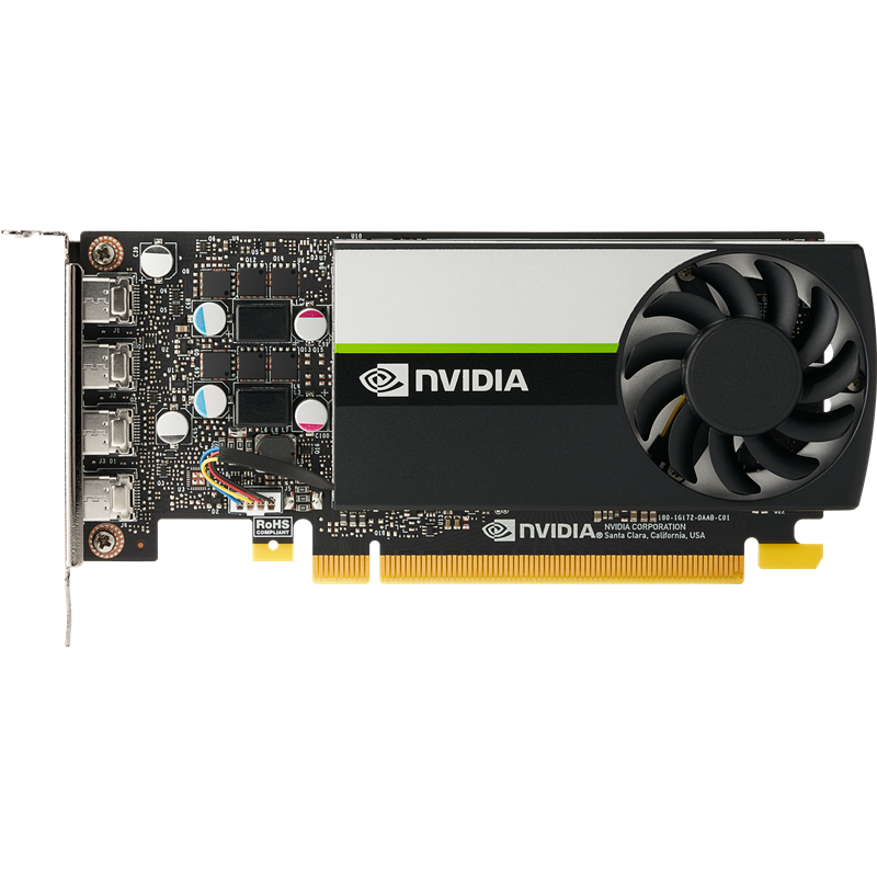 Видеокарта PNY NVIDIA Quadro T1000, 8Gb DDR6, 128bit, PCI-E, 4miniDP, Bulk (VCNT1000-8GB-SB)