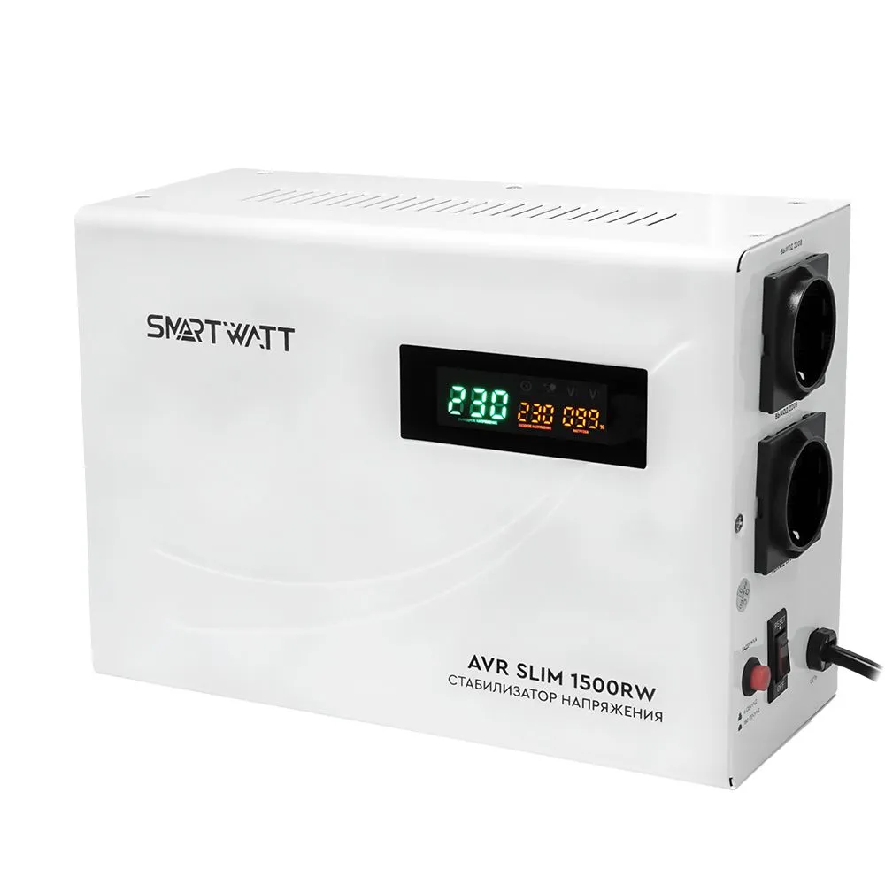 Стабилизатор напряжения SMARTWATT AVR SLIM 1500RW, 1500 VA, 1282716 купить  по цене 4790 руб в Барнауле в интернет-магазине e2e4