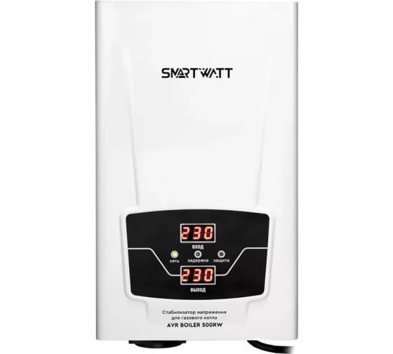 Стабилизатор напряжения SMARTWATT AVR BOILER 500RW, 500 VA, EURO, белый (AVR BOILER 500RW)