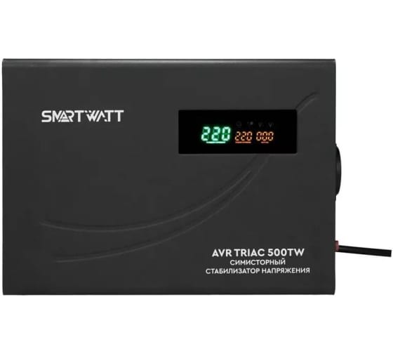 Стабилизатор напряжения SMARTWATT AVR TRIAC 500TW, 500 VA, EURO, черный (AVR TRIAC 500TW)
