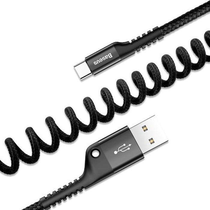 Кабель USB-USB Type-C, 2А, 1 м, черный, Baseus Fish-eye Spring CATSR-01 (CATSR-01)