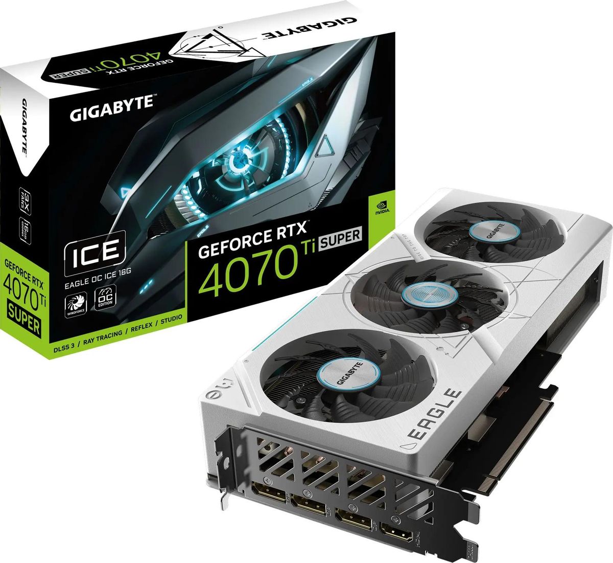 Видеокарта GIGABYTE NVIDIA GeForce RTX 4070Ti SUPER EAGLE OC ICE, 16Gb GDDR6X