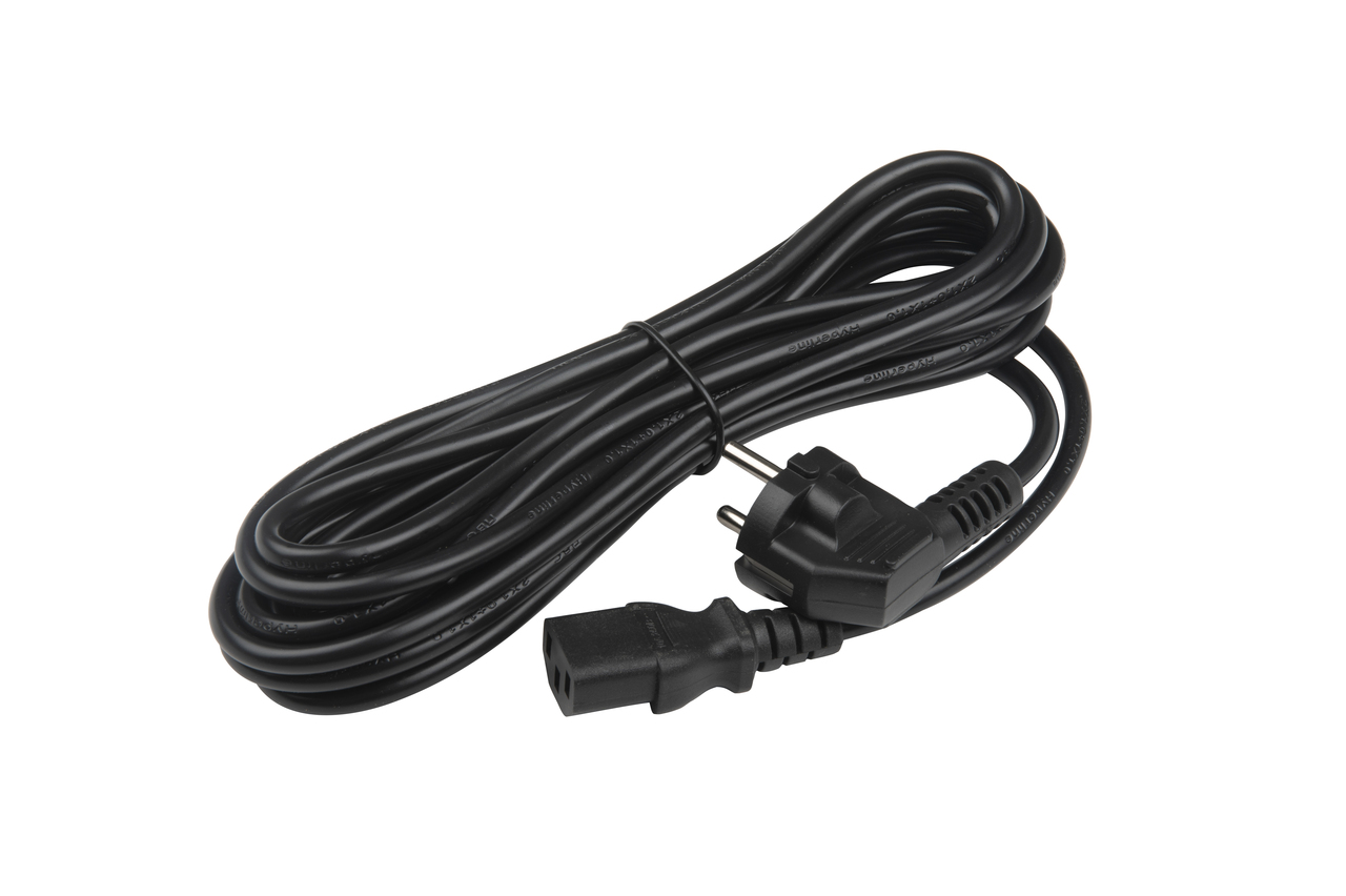 

Кабель питания IEC-320-C13-Schuko (Euro)(M), 10А, угловая вилка/прямой штекер, 5 м, черный, Hyperline (PWC-IEC13-SHM-5.0-BK)