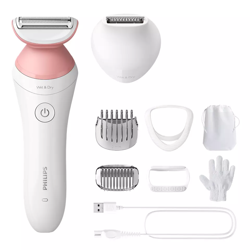 

Электробритва для женщин Philips BRL146/00 Cordless shaver with Wet and Dry use, белый/розовый (BRL146/00), BRL146/00 Cordless shaver with Wet and Dry use