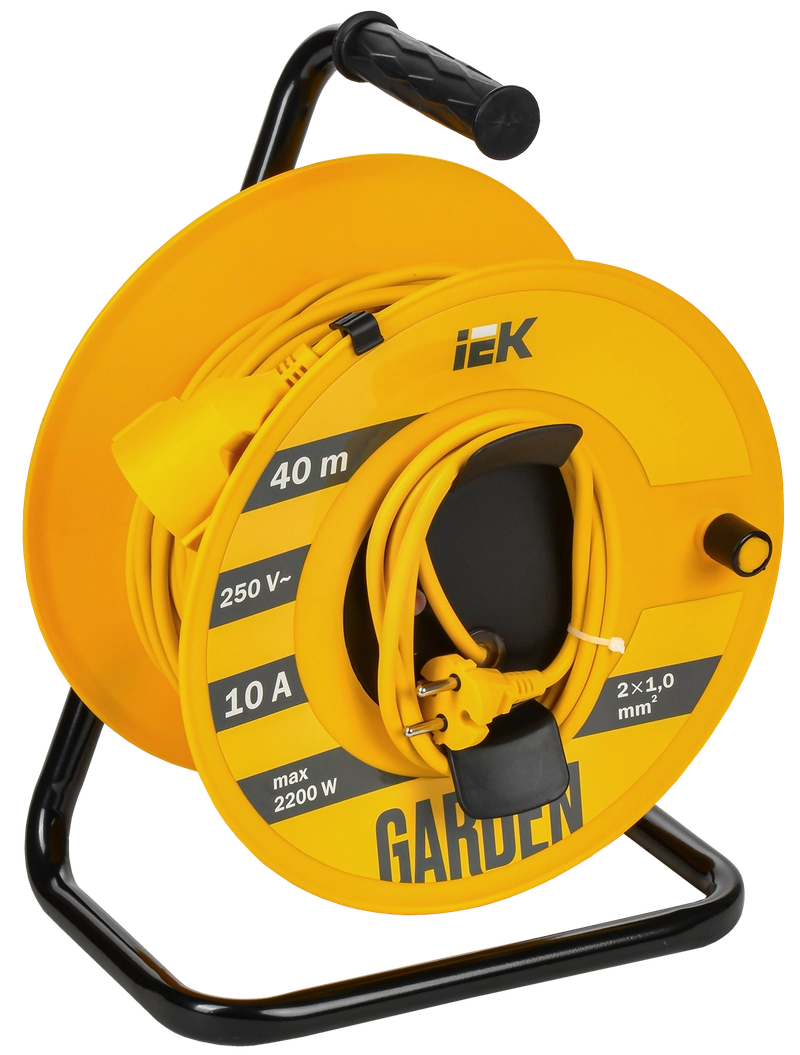 Удлинитель на катушке IEK Garden УК40, 1-розетка, 40 м, желтый (GD-KP50-10-01-40)