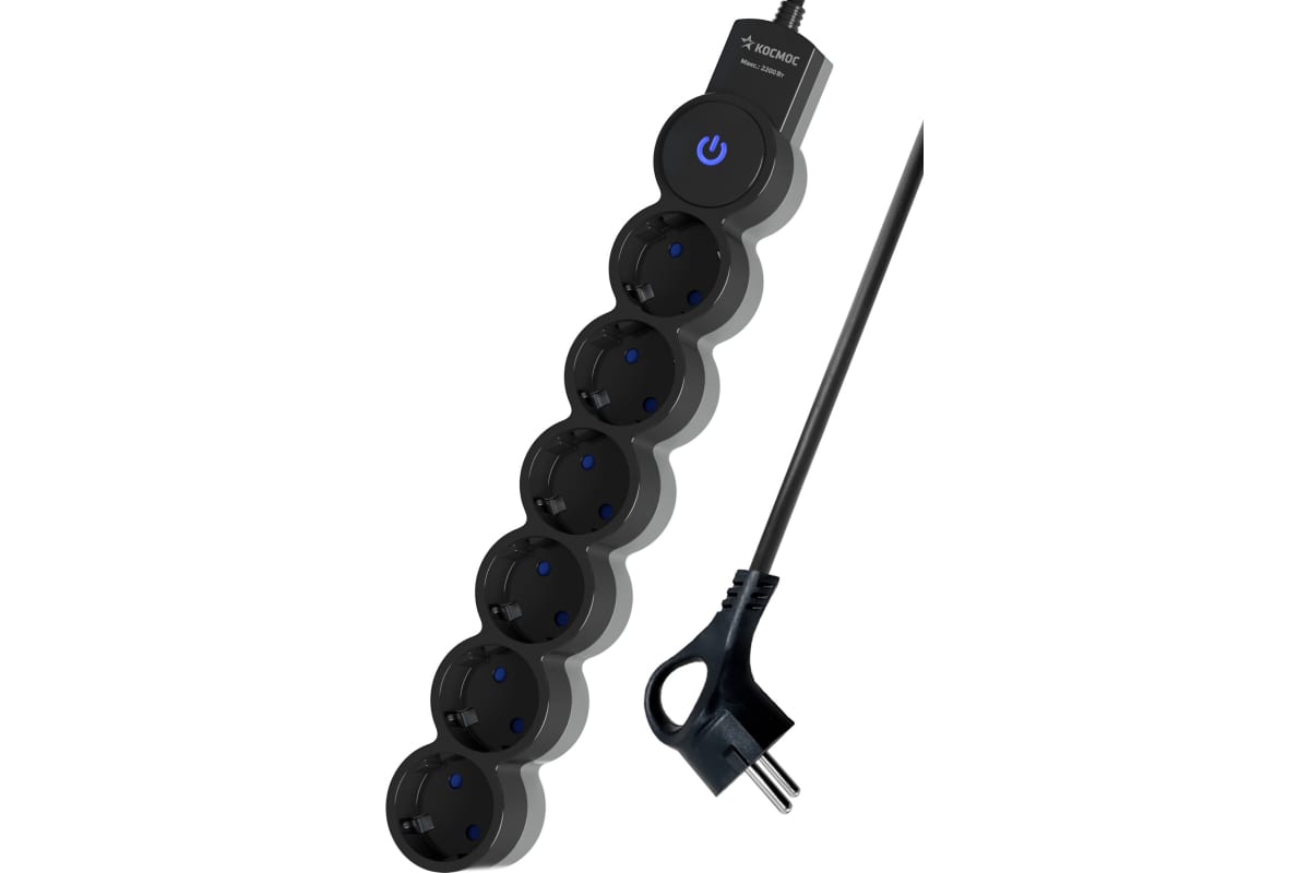 

Удлинитель Космос, 6-розеток, 5 м, черный (YKsm5m-6g-Z-V10A-B)