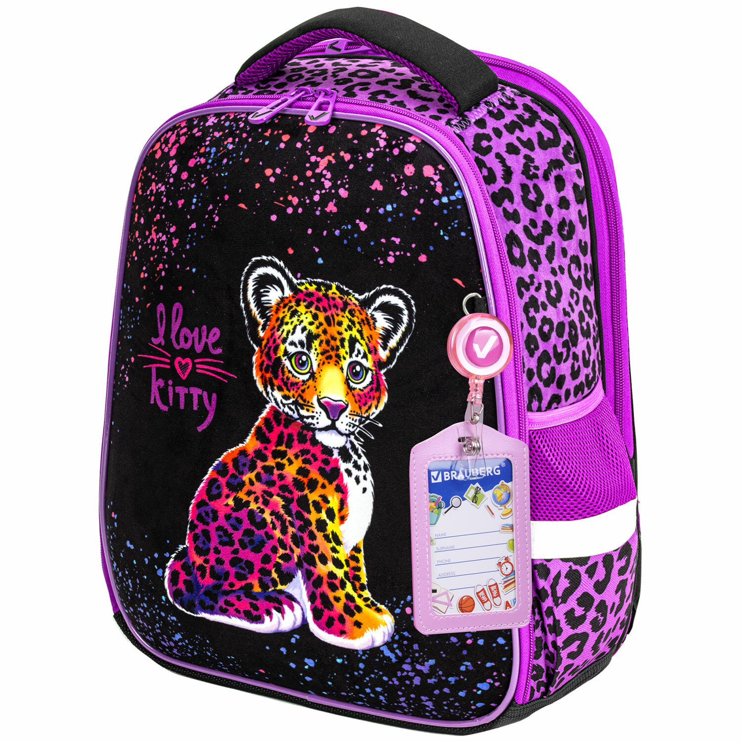 

Ранец Brauberg FIT LEOPARD, анатомическая, вентилируемая, формоустойчивая спинка, 2 отделения, фиолетовый/розовый (272025)