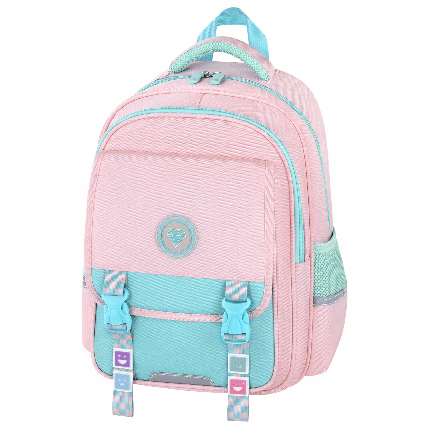 

Рюкзак Brauberg SNAP Light pink, анатомическая, вентилируемая, формоустойчивая спинка, 2 отделения, бирюзовый/светло-розовый (272067)