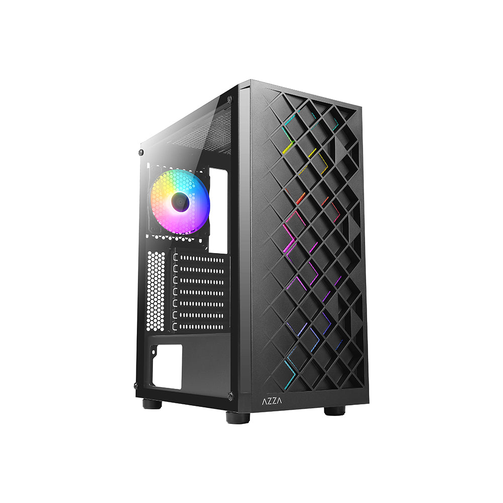 Корпус Azza Spectra, ATX, Midi-Tower, USB 3.0, RGB подсветка, черный, без БП (CSAZ-280B)