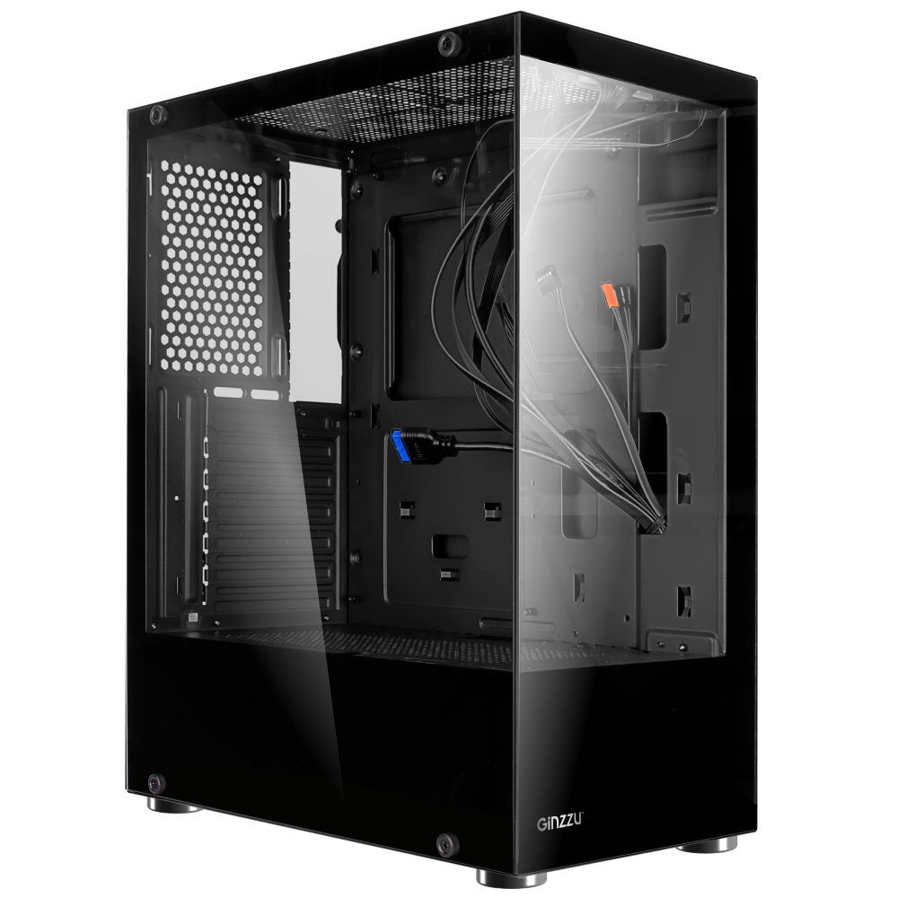 Корпус Ginzzu CL100, ATX, Midi-Tower, USB 3.0, черный, без БП