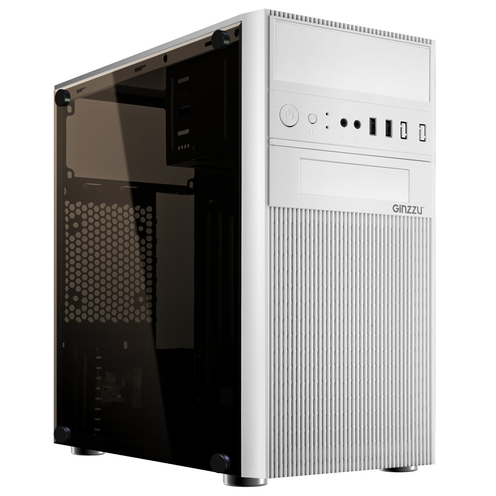 

Корпус Ginzzu D290, mATX, Mini-Tower, белый, без БП, D290