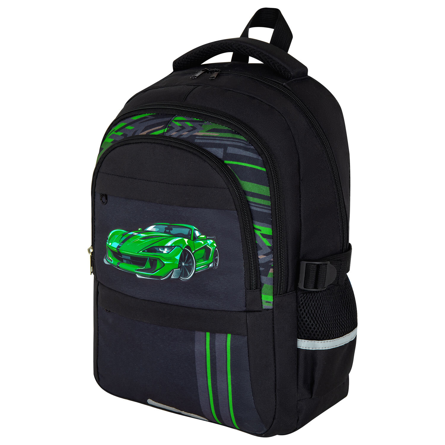 

Рюкзак Brauberg VIBE Green car, анатомическая, вентилируемая, формоустойчивая спинка, 2 отделения, черный (272088)