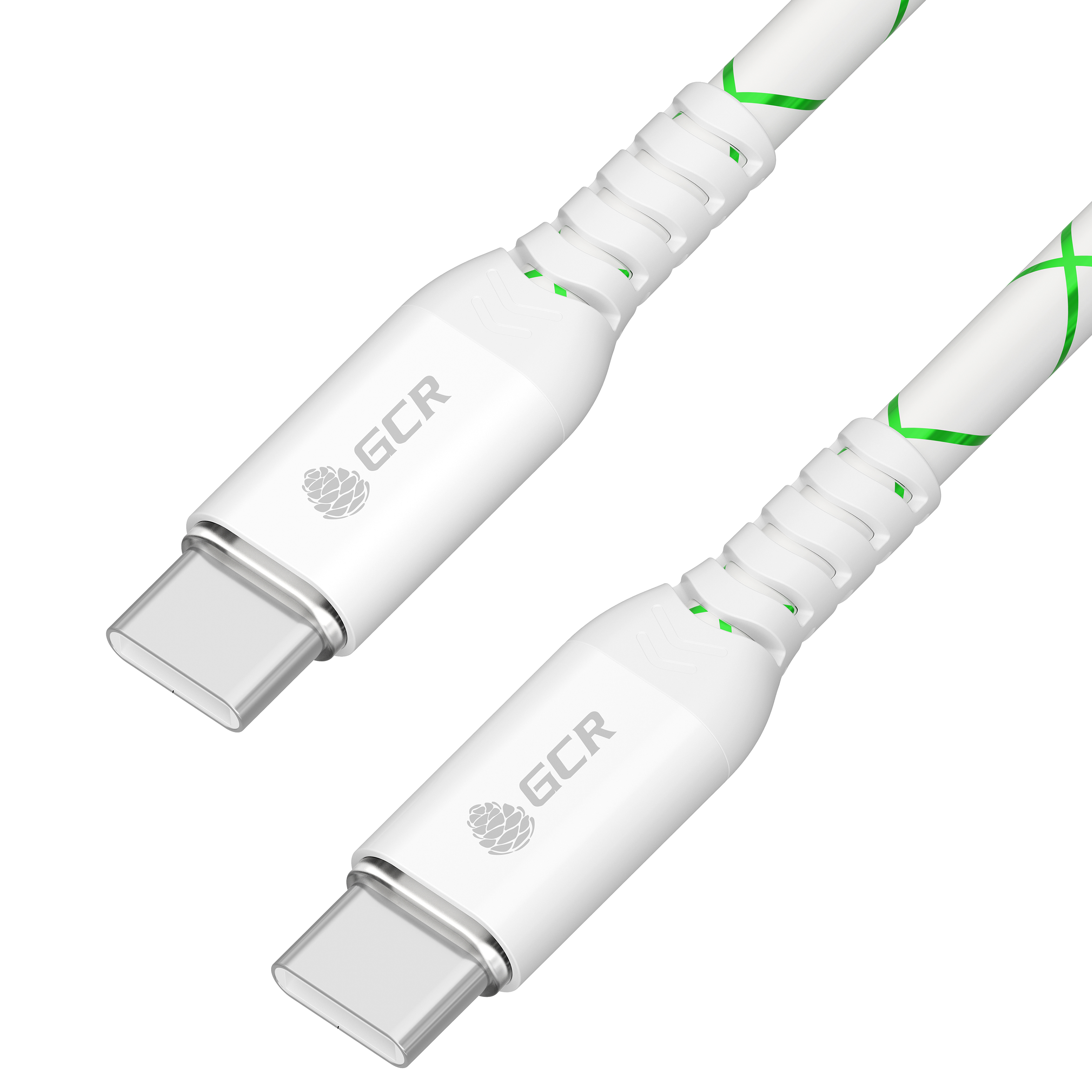

Кабель USB Type-C-USB Type-C, экранированный, быстрая зарядка, 18 Вт, 50 см, белый/зеленый, Greenconnect (GCR-55201)