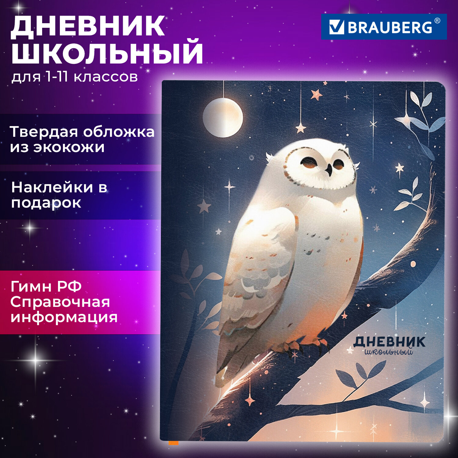 

Дневник школьный 48 листов BRAUBERG Сова (106947)