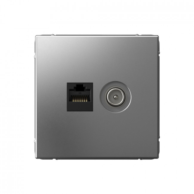 

Розетка TV+RJ45 Systeme Electric ArtGallery, сталь, в сборе (GAL000989)