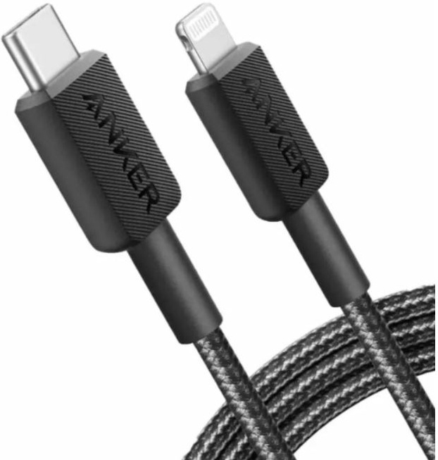 

Кабель USB Type-C-Lightning 8-pin, MFi, быстрая зарядка, 90 см, черный, Anker Power Line 322 A81B5G11 (ANK-A81B5G11-BK), A81B5G11