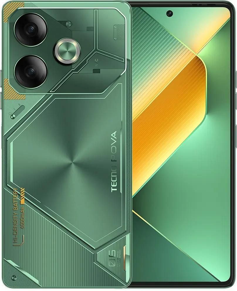 

Смартфон Tecno POVA 6, 6.78" 2460x1080 AMOLED, MediaTek Helio G99 Ultra, 12Gb RAM, 256Gb, 3G/4G, Wi-Fi, BT, 2xCam, 2-Sim, 6000 мА⋅ч, USB Type-C, Android 14, зеленый, POVA 6