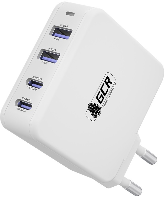 

Сетевое зарядное устройство Greenconnect GCR-54225 100 Вт, 2xUSB, EU, 2xUSB type-C, Quick Charge, PD, белый (GCR-54225), GCR-54225