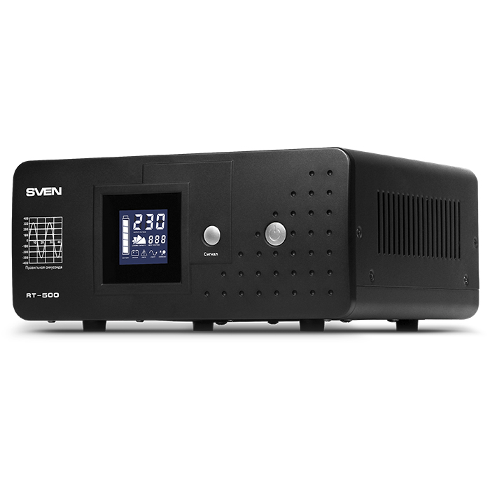 ИБП SVEN RT-500, 500 VA, 300 Вт, EURO, розеток - 2, черный (SV-013097) (без аккумуляторов) б/у, после ремонта (замена платы управления), следы эксплуатации, небольшие потертости, комплект - ИБП в неродной коробке