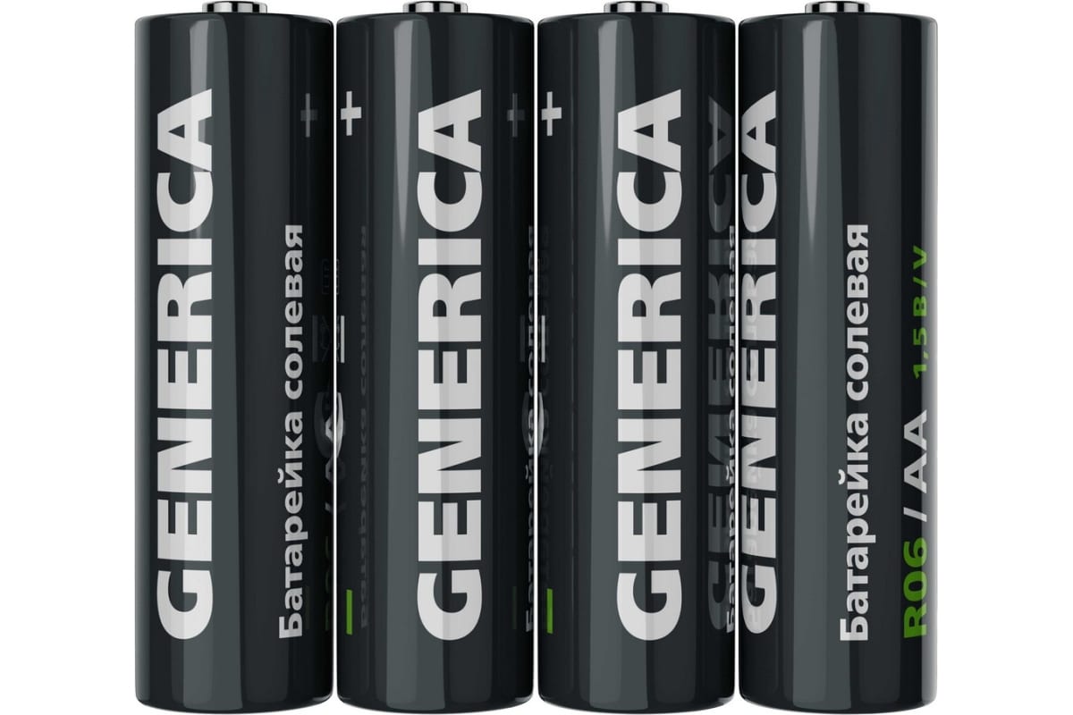 Батарейка GENERICA, AA (R6), 1.5V, 4 шт