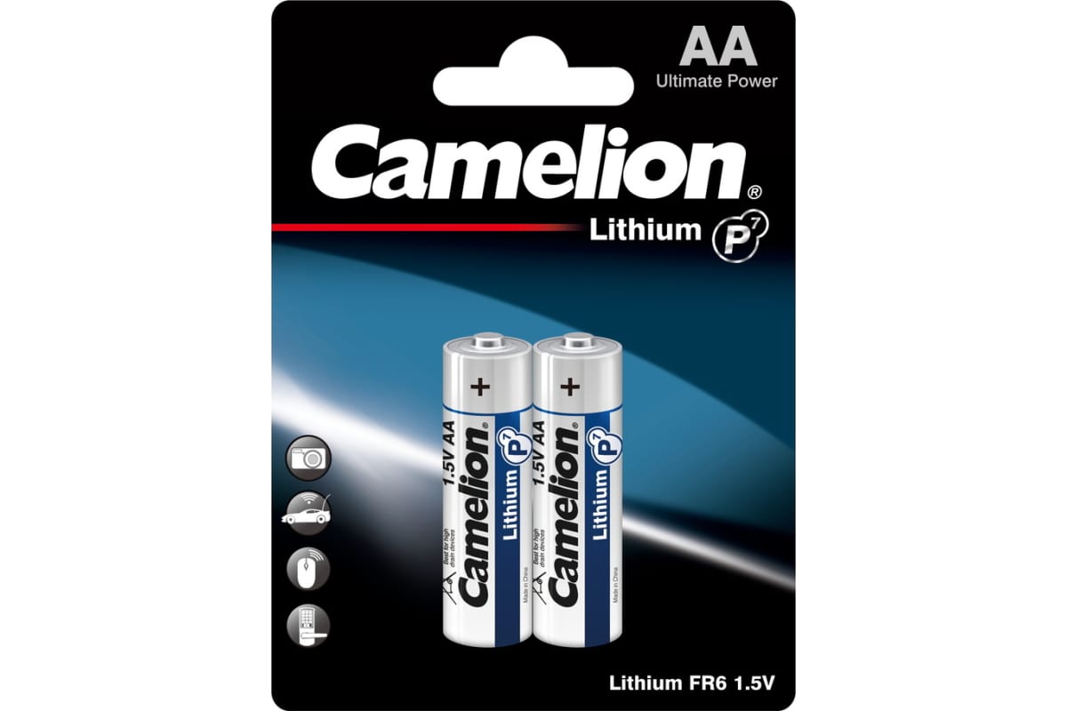 

Батарея Camelion Lithium, AA (FR6), 1.5V, 2 шт. (15241)