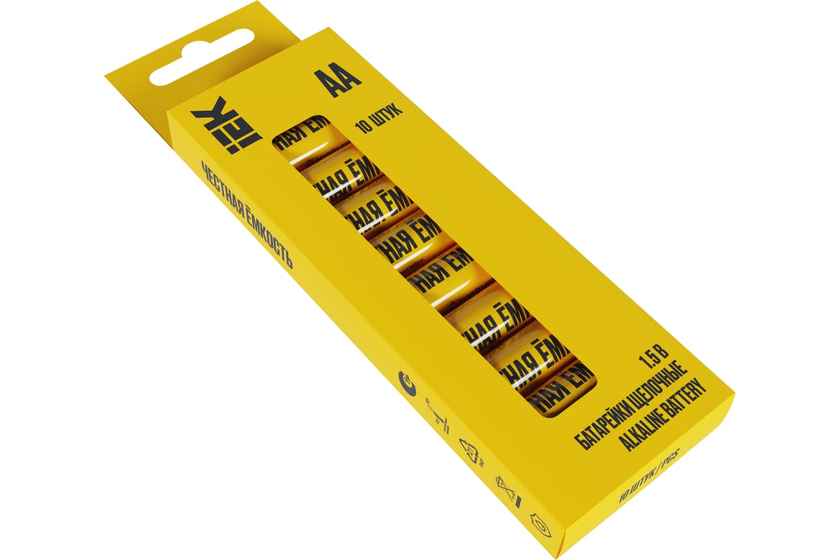 

Батарея IEK Alkaline, AA (LR6), 1.5V, 10 шт. (ABT-LR06-OP-B10)