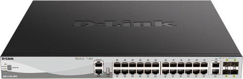 

Коммутатор D-Link DGS-3130-30PS, управляемый, кол-во портов: 24x1 Гбит/с SFP+ 4x10, кол-во SFP/uplink: RJ-45 2x10 Гбит/с, установка в стойку, PoE: 24x30 Вт (макс. 370 Вт) (DGS-3130-30PS/B2A), DGS-3130-30PS