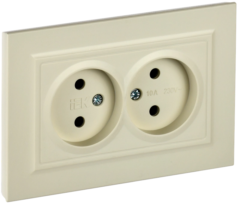 

Розетка IEK Brite РС12-2-БрКр, скрытый монтаж, 2-х постовая, 10А, в сборе, IP20, бежевый, 1 шт. (BR-R20-10-K10-F), РС12-2-БрКр