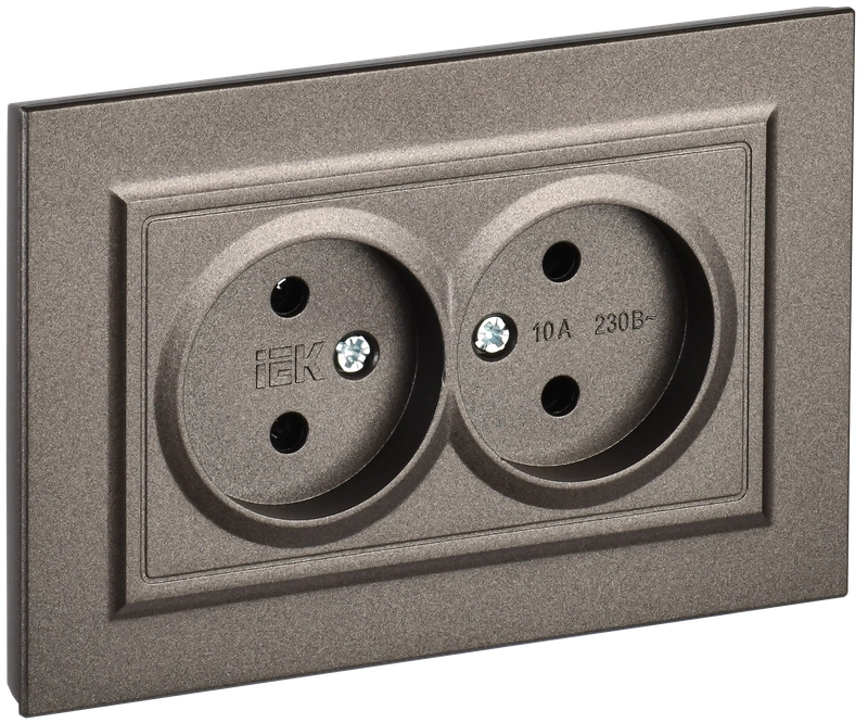 

Розетка IEK Brite РС12-2-БрТБ, скрытый монтаж, 2-х постовая, 10А, в сборе, IP20, темная бронза, 1 шт. (BR-R20-10-K45-F), РС12-2-БрТБ