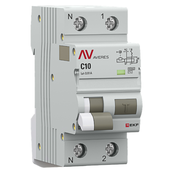 

Выключатель дифференциальный (УЗО) PROxima DVA-6, 1P+N, 10А, 10мА, тип AC, EKF (rcbo6-1pn-10C-10-ac-av), DVA-6