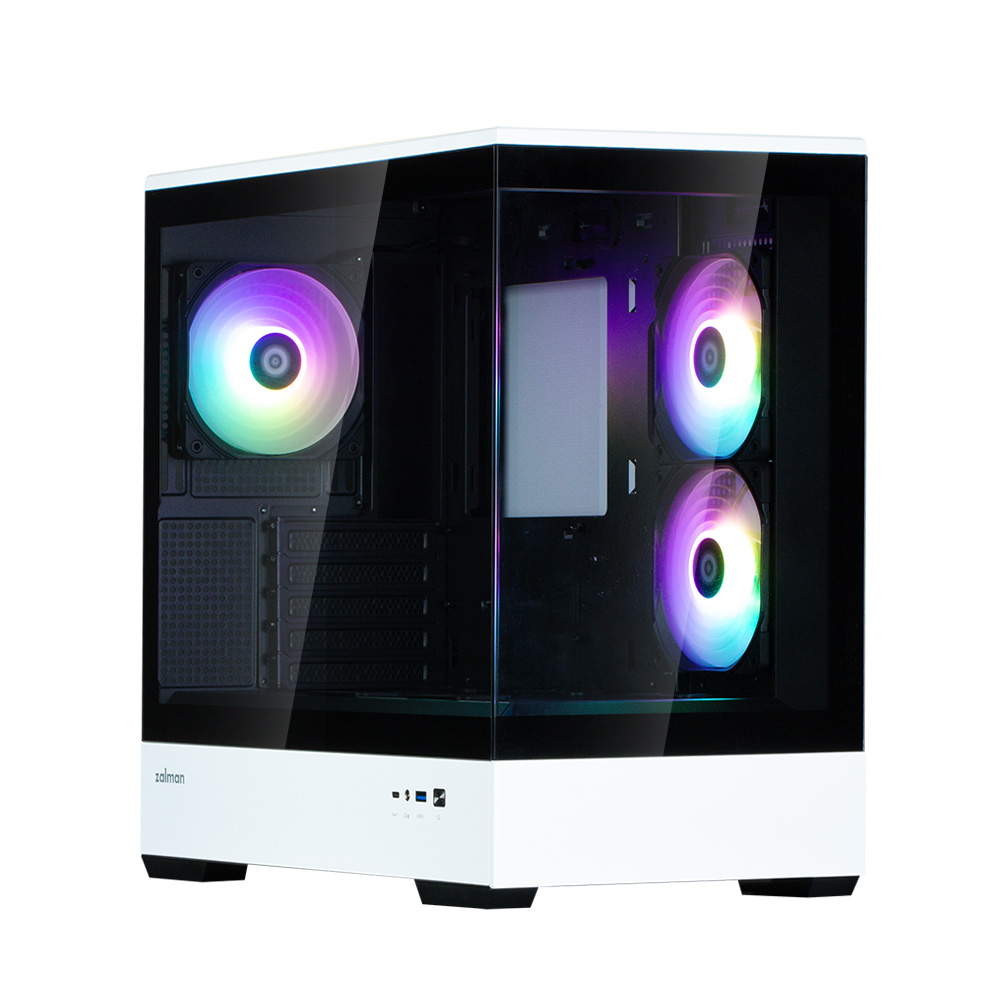 

Корпус Zalman P30 BW, mATX, Mini-Tower, USB 3.0, USB Type-C, RGB подсветка, белый/черный, без БП (P30 BW), P30 BW