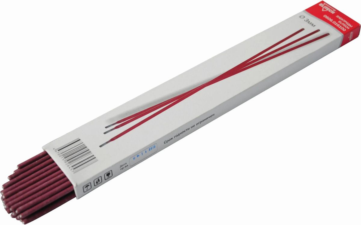 

Электроды Elitech, d= 3 мм, L= 35 см, Э46, назначение: углеродистая сталь, коробка, 1 кг (0606.016100), Красный