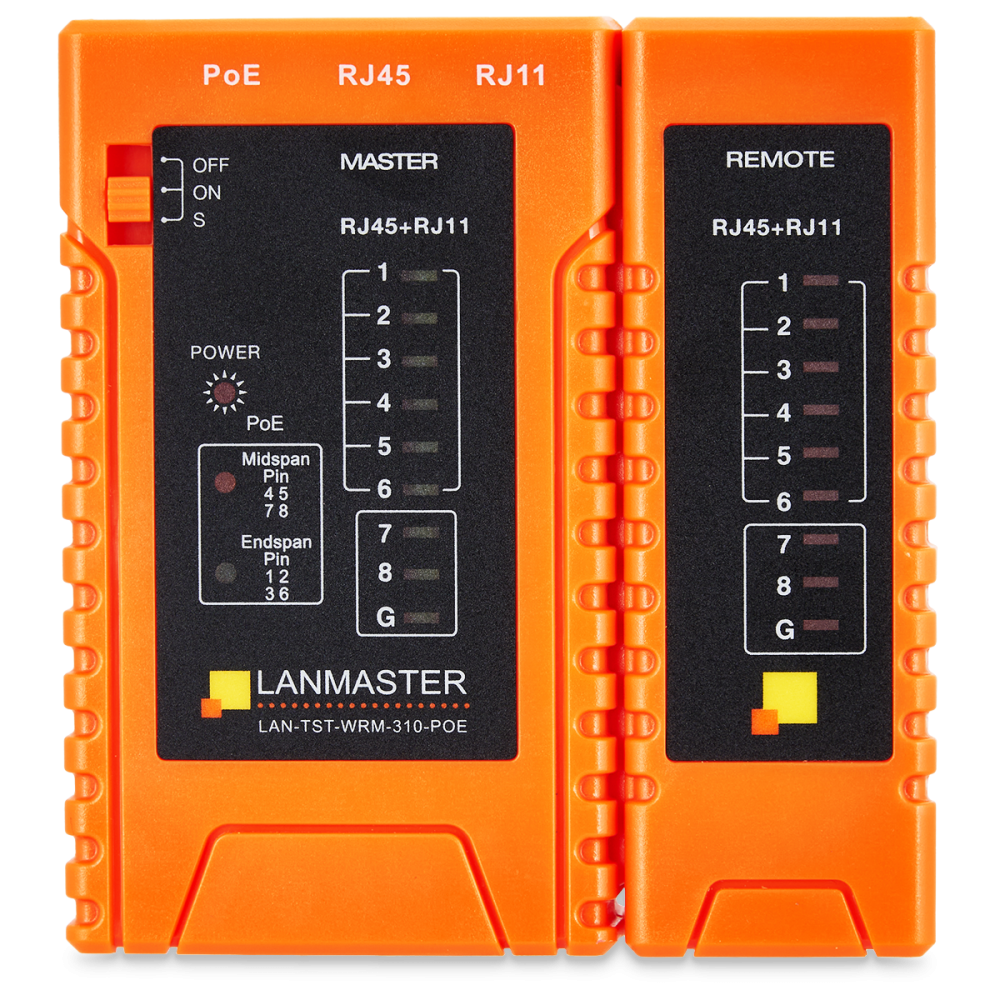 Тестер кабельный Lanmaster LAN-TST-WRM-310-POE, RJ45 (LAN-TST-WRM-310-POE)