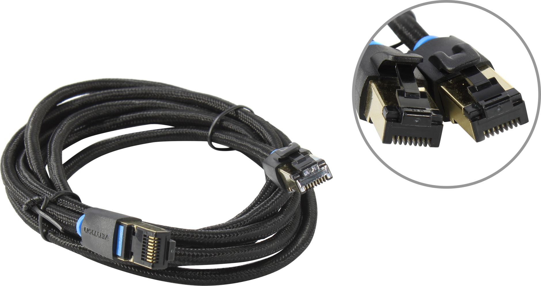 

Патч-корд SFTP кат.8, 0.5 м, RJ45-RJ45, черный, CU, экранированный, Vention IKGB (IKGBD), IKGB