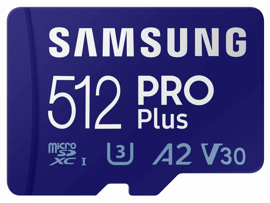 Карта памяти 512Gb microSDXC Samsung PRO PLUS Class 10 UHS-I U3 V30 A2 + адаптер (MB-MD512SA/KR)