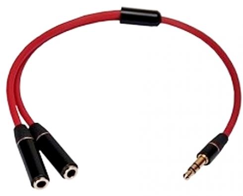 

Переходник Continent Jack 3.5mm(F) - 2xJack 3.5mm(M) (AUX-102RD), Красный