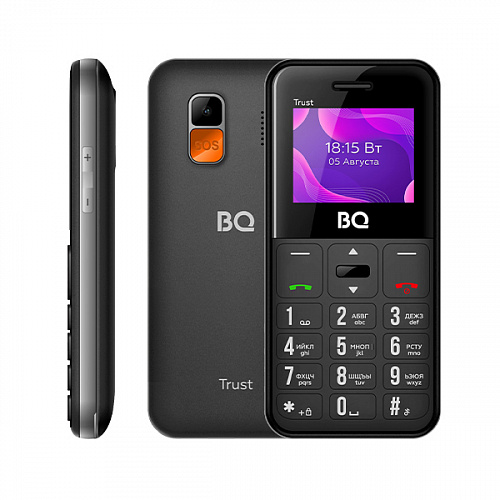 

Мобильный телефон BQ 1866 Trust 160x128 TFT, 3G, BT, 1xCam, 2-Sim, 800 мА·ч, USB Type-C, черный, 1866 Trust