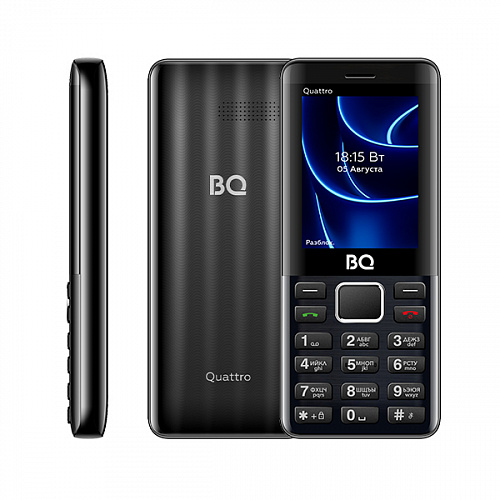 Мобильный телефон BQ 2453 Quattro, 2.4" TFT, BT, 4-Sim, 1200 мА·ч, USB Type-C, черный