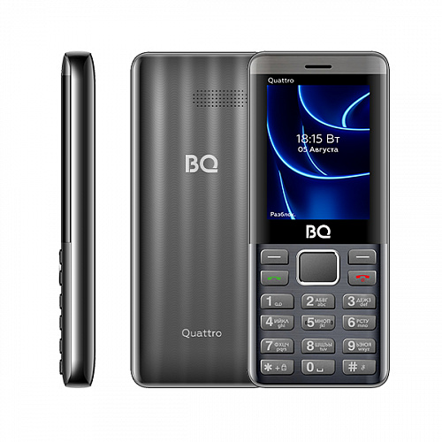 Мобильный телефон BQ 2453 Quattro, 2.4" TFT, BT, 4-Sim, 1200 мА·ч, USB Type-C, серый