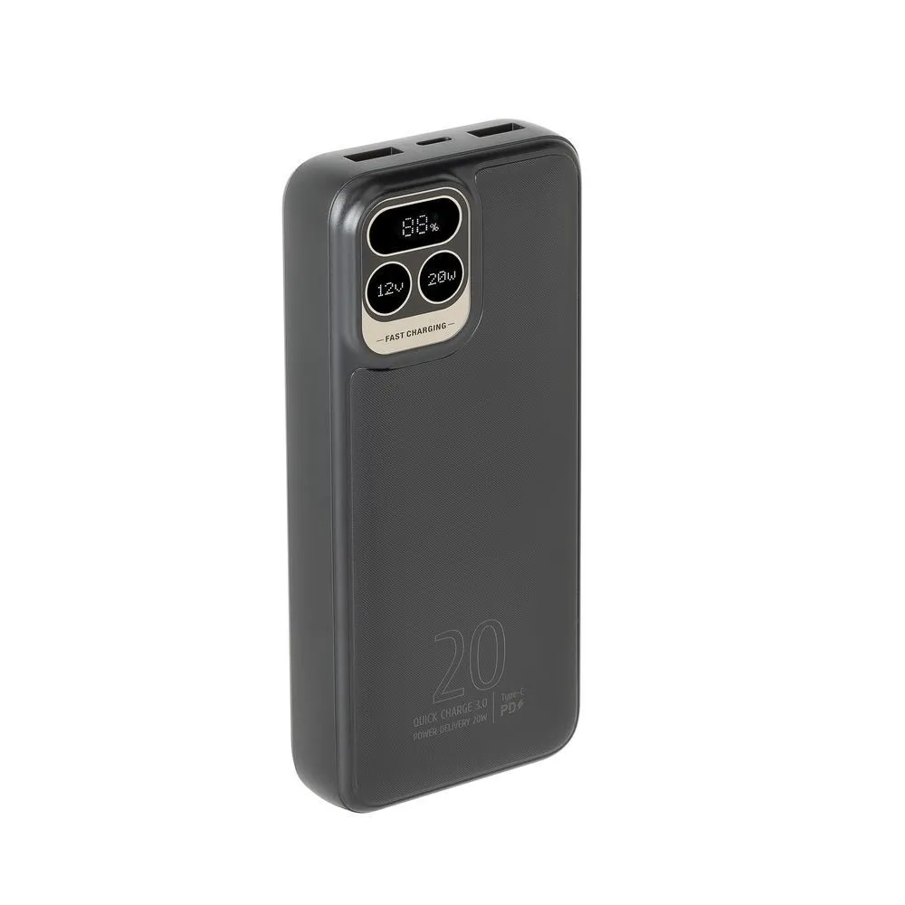 

Портативный аккумулятор (Powerbank) RivaCase VA2521, 20000 мА·ч, 3xUSB, 3А, Type-C, QC, PD, QI, черный, VA2521