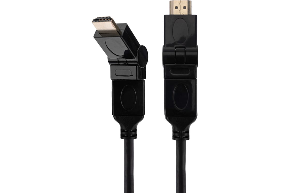 

Кабель HDMI(19M)-HDMI(19M) поворотный v1.4, ферритовый фильтр, 2 м, черный REXANT (17-6204-3)