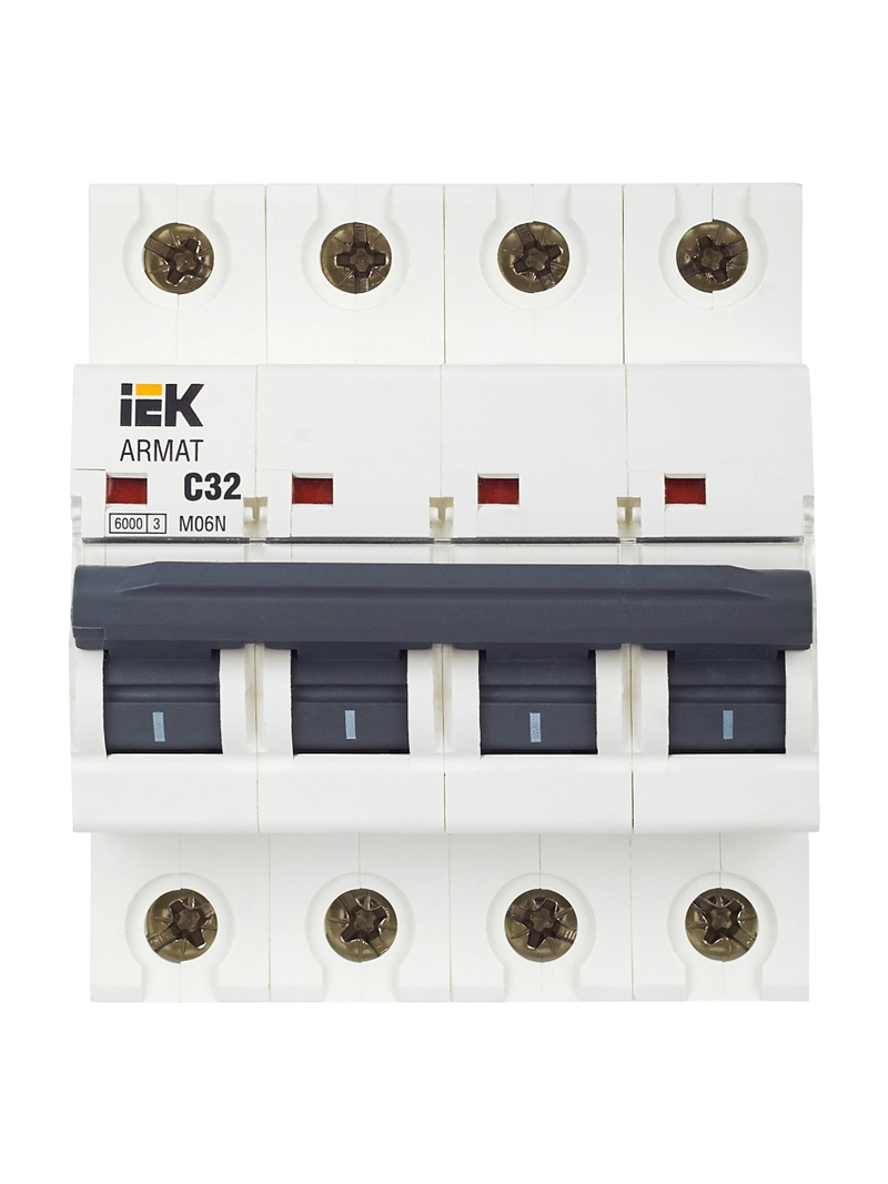 

Выключатель автоматический IEK M06N Armat четырехполюсный (4P/4П) 32А C 6кА (AR-M06N-4-C032), M06N