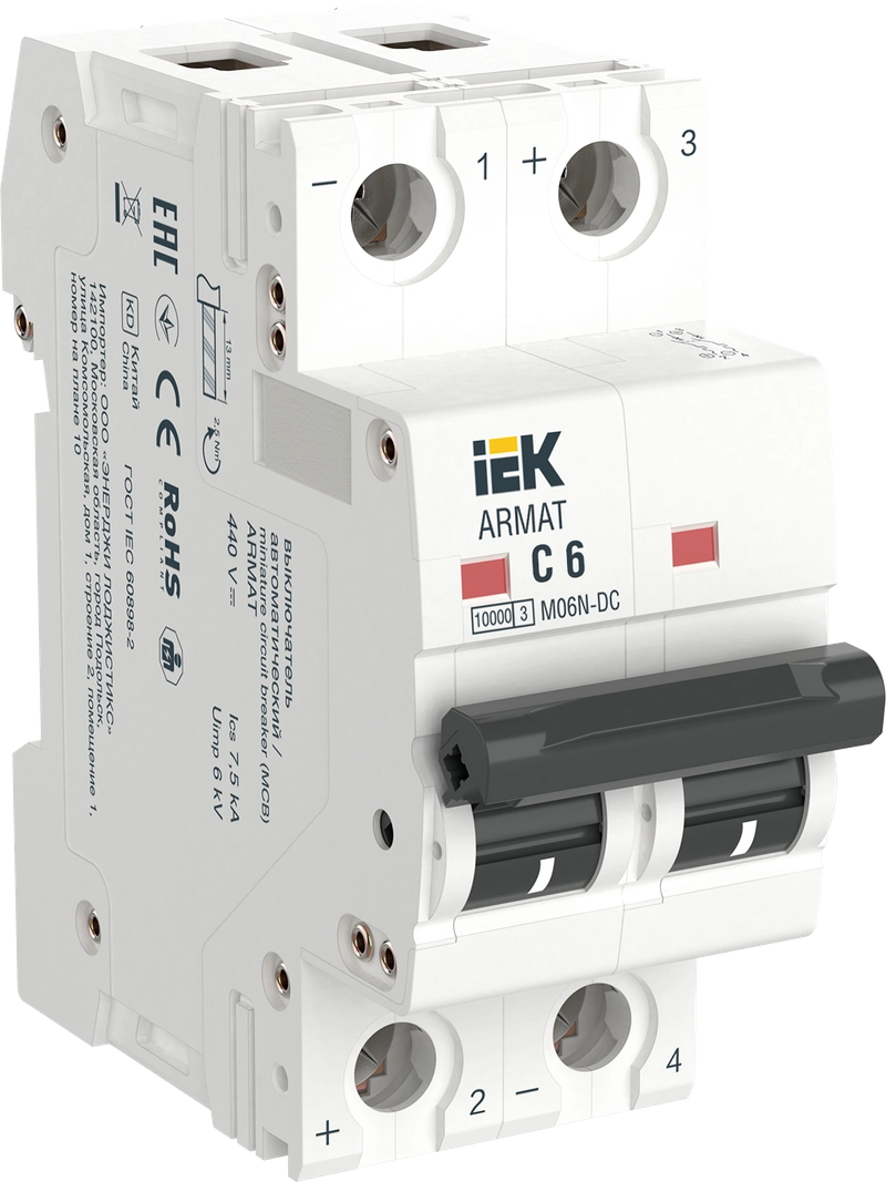 Выключатель автоматический IEK Armat M06N-DC 6А C 10кА