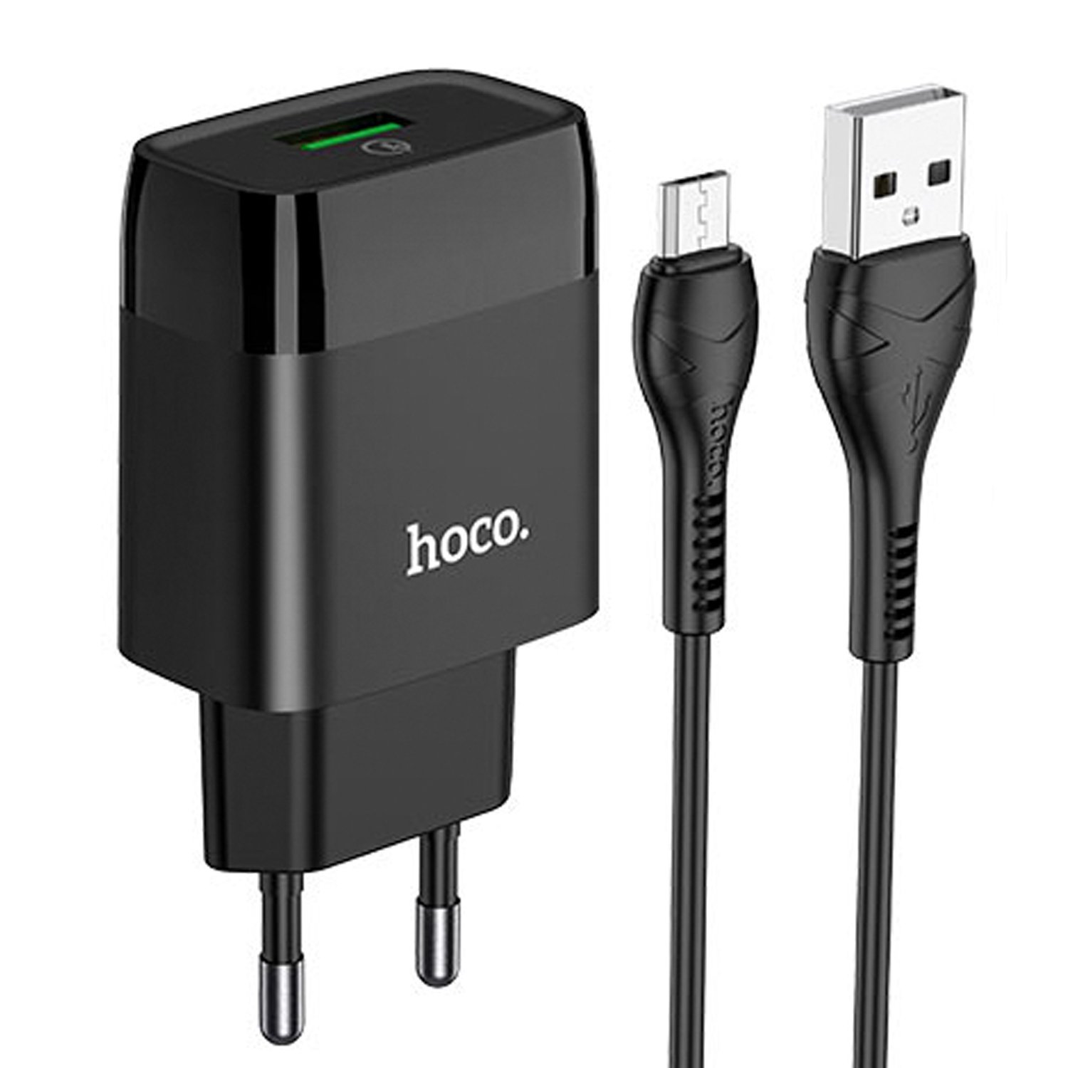 

Сетевое зарядное устройство Hoco C72Q Glorious 18 Вт, USB, Quick Charge, 3А, черный (6931474732521), кабель micro USB, C72Q Glorious