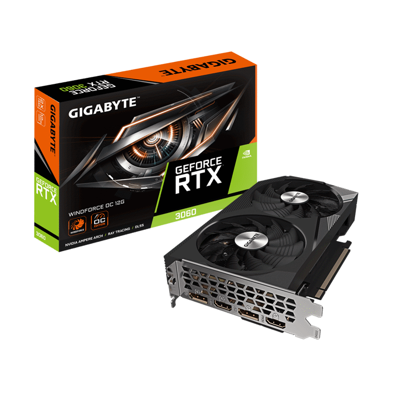 Видеокарта GIGABYTE NVIDIA GeForce RTX 3060 WINDFORCE OC, 12Gb