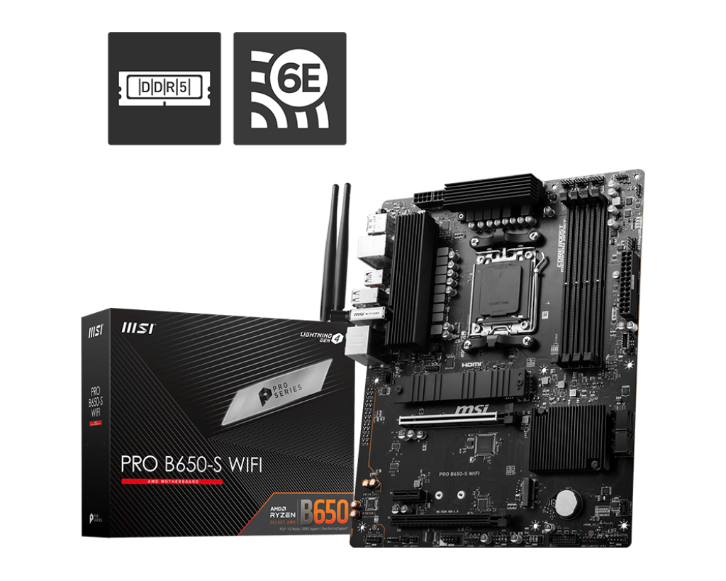 Материнская плата MSI PRO B650-S WIFI, AM5, AMD B650, ATX