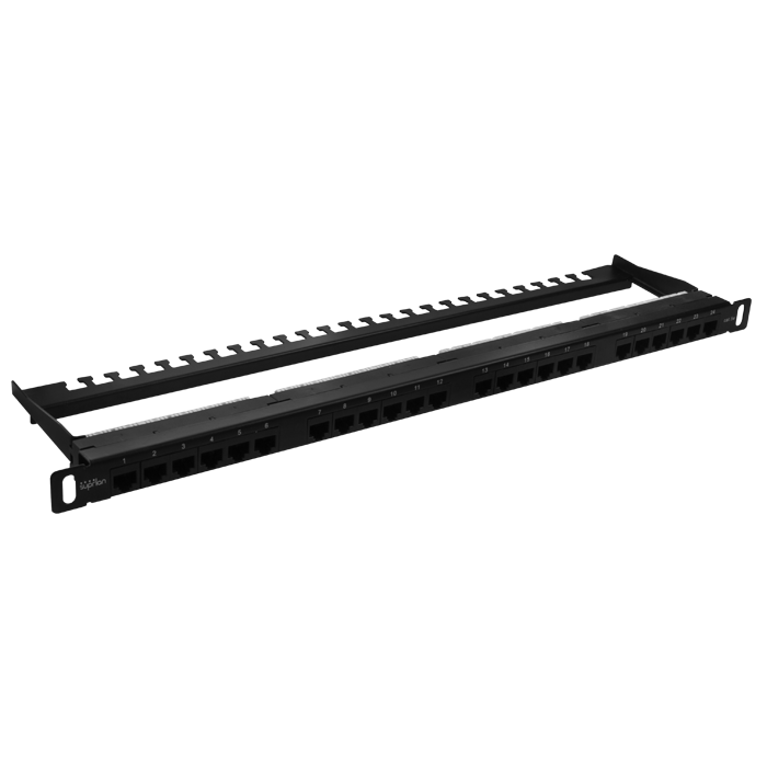 

Патч-панель в шкаф 19" 0.5U, порты: 24 x RJ-45 кат. 5e, органайзер, черный, SUPRLAN (10-0404), 10-0404