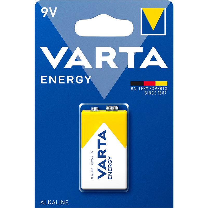 

Батарейка Varta Energy, крона (6LR61/6LF22/1604A/1604S/6F22), 9V, 1 шт. (4122229411)